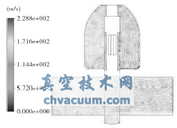 流场对称截面的绝对速度分布